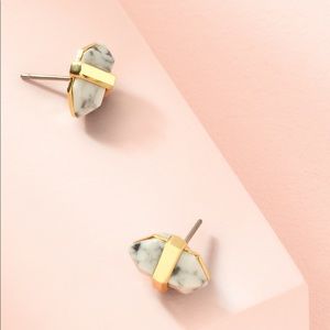 NWT! Stella & Dot Rebel Stone Gold Studs (white)